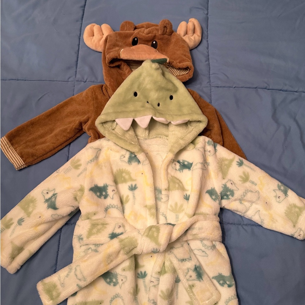Cozy Dinosaur and Moose Infant Robes